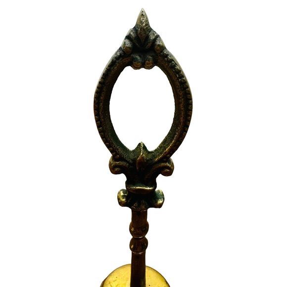 Antique Solid Brass Fleur de Lis Bell Made In Korea Mid Century Dinner Bell - Picture 2 of 7